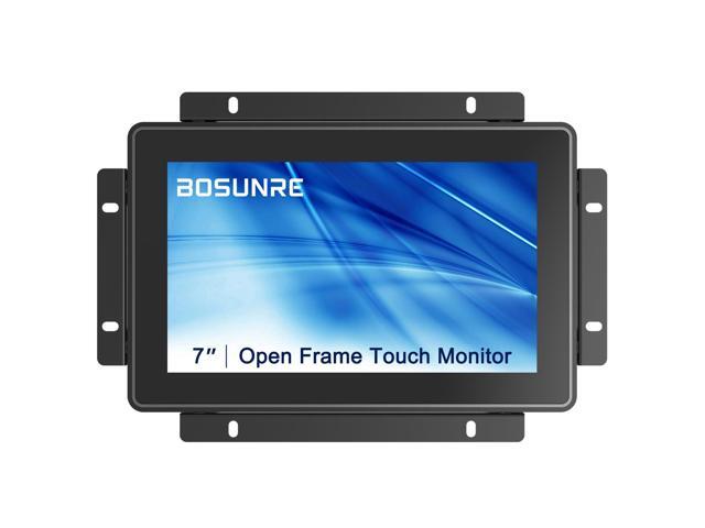 7 Inch Open Frame Touch Screen Monitor, 10-Point Capacitive Touch Display, 1024x600 Resolution, IP65 Industrial Monitor, Black Metal Housing, Open...