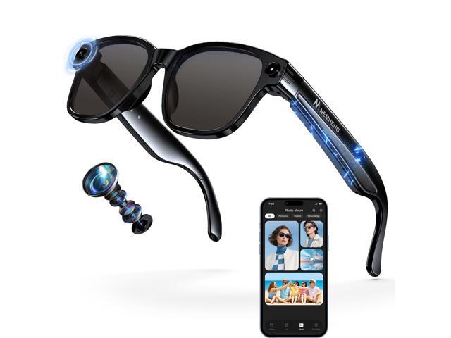AI Smart Glasses with 800mp Camera Real-Time Translation in 139 Languages,1200p Video Recording,Open-Ear Audio,Object Recognition for iOS Android