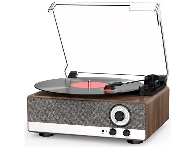 7-in-1 Vinyl Record Player with Built-in Speakers Bluetooth in & Out Belt Drive 3-Speed Turntables for Vinyl Records Support AM/FM Radio, Pitch.