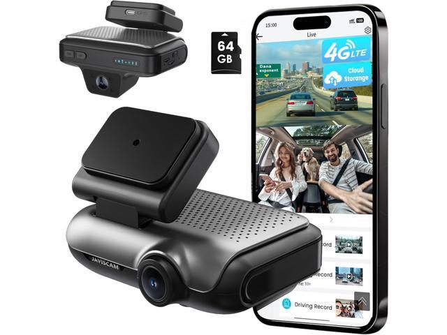 4G Dash Cam Front and Inside, Dual 2K LTE Dash Camera, Remote Live View Car Camera with 64GB TF Card, Quick App Alerts, Cloud Dash Cam, 24/7.