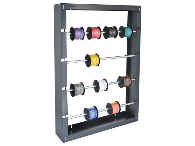Wire Spool Rack - Superior Strength Wire/Cable Dispenser - Conduit Display & Storage for Electrical Industrial & Retail Use (4 Rods, Grey)