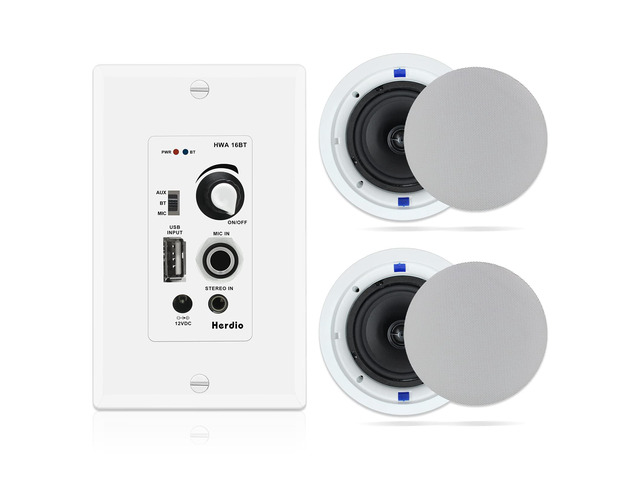 6.5 Inch Bluetooth Ceiling Speakers 320W 2-Way Flush Mount in Wall Amplifier Receiver Suitable for Home Theater Bathroom Living Room Kitchen Office...