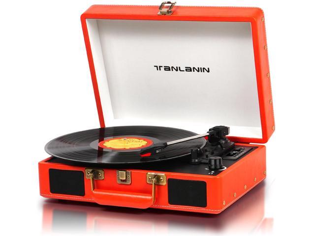 Portable Vinyl Record Player with Bluetooth and USB Recording, Vintage Suitcase Record Player with Built-in Stereo Speakers, 3-Speed Turntable,.