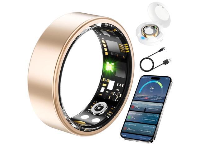 Smart Health Ring for Men Women, Fitness Tracker Ring with Heart Rate Blood Pressure SpO2 Sleep Monitoring, 100+ Sports, Slim Stainless Steel IP68,...