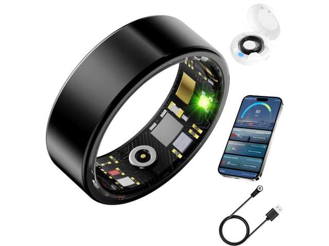 Smart Health Ring for Men Women, Fitness Tracker Ring with Heart Rate Blood Pressure SpO2 Sleep Monitoring, 100+ Sports, Slim Stainless Steel IP68,...