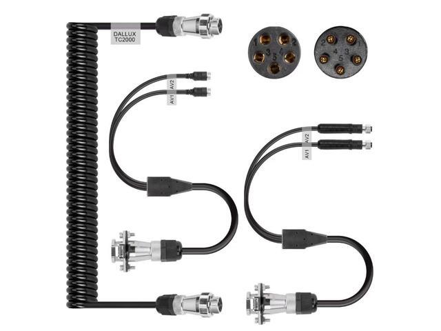 Heavy Duty Vehicle Coil Trailer Cable with 2 Channel 4 PIN AV Connector Disconnect Kit for Truck Caravan Motor Home Backup Security Camera Monitor...