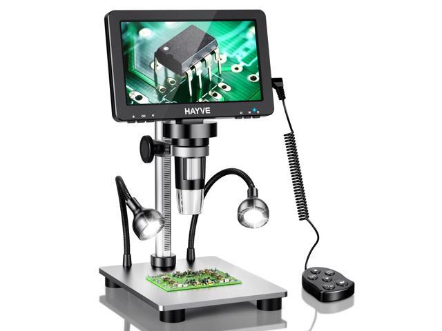 7' LCD Digital Microscope, 1200X Magnification for Coin PCB Circuit Repair Soldering, 16MP Camera Sensor Coin Microscope, Wired Remote, 10 LED...
