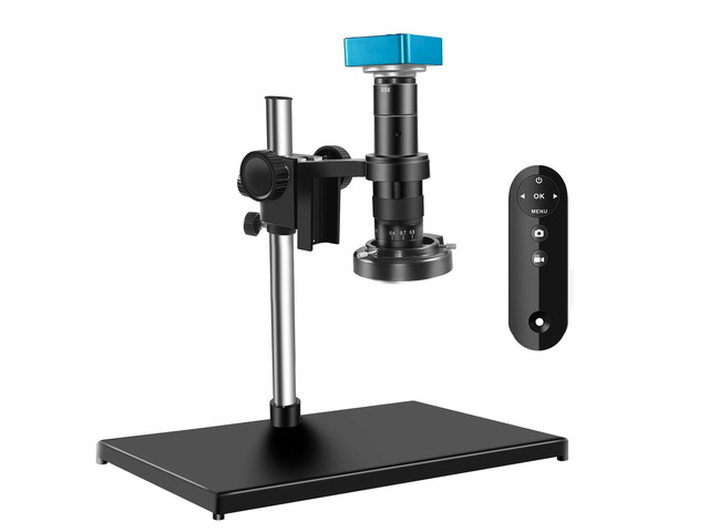 4K Digital Microscope with 180X Zoom Lens, Ultra-Stable Base Stand, Adjustable LED Ring Light, HDMI/Type-C Output, 60MP Industrial Inspection...