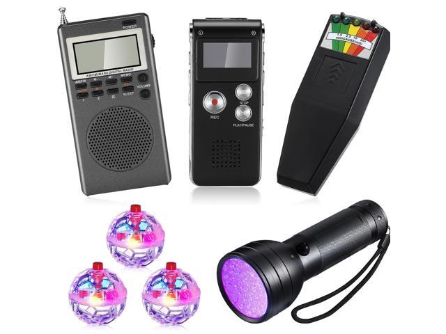 7 Pcs Ghost Hunting Equipment Kit 1 Electromagnetic Paranormal Radiation Detector 1 Digital EVP Voice Recorder 1 Hand Held Radio 1 UV Flashlight 3...