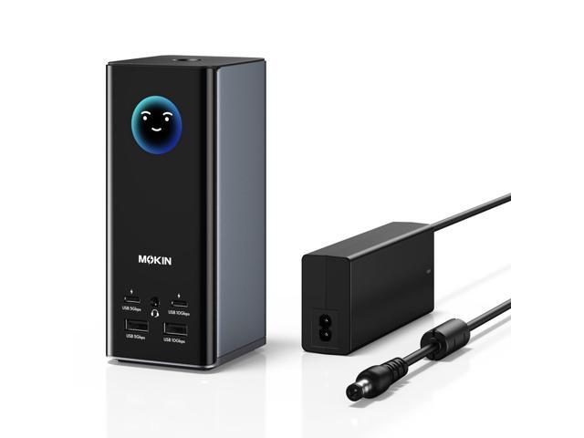 MOKiN Smart LCD Docking Station,18-Port USB C Docking Station Triple Display with 3HDMI+2DP,150W Max, Smart Display, Triple 4K 60Hz, 10Gbps USB.
