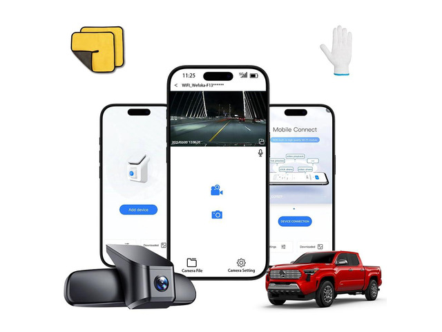 4K Dash Cam Suitable for Toyota Tacoma 2024-2025 SR SR5 TRD Sport Pre-Runner Off Road Limited & Tacoma Hybrid, OEM Look, UHD 2160P Video, WiFi &...