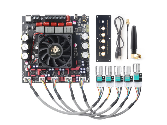 S600X-W Bluetooth 5.2 2.1 Channel Power Amplifier Board with Extension Knobs, TPA3255 Chip, 300W+300W+600W High Output, DIY Panel Included, for...
