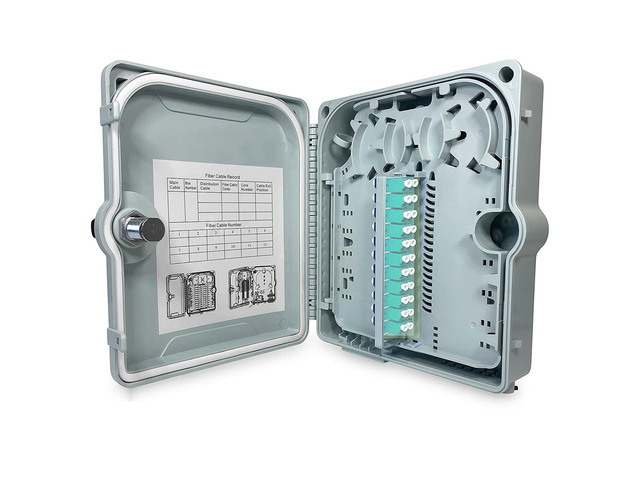Fiber Optic Wall Mount or Pole Mount Enclosure for Indoor or Outdoor Fiber Optic Terminations and Fusion Splice installations with Couplers. (LC...