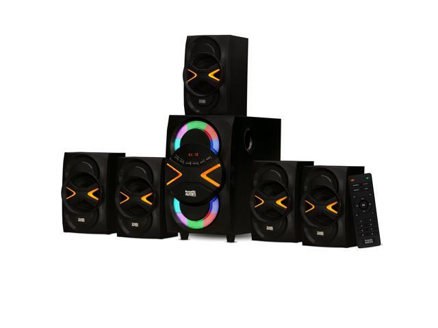 5.1 Speaker System 5.1-Channel with LED lights and Bluetooth Home Theater Speaker System, Black (AA5210)