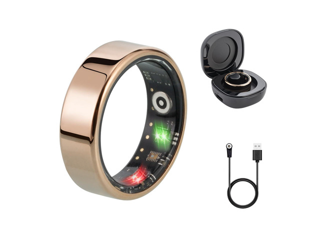 Smart Ring, Fitness Tracking Smart Ring with Calories Heart Rate Sleep Monitoring Blood Oxygen IP68 Waterproof no APP Subscription (Rose Gold, 11)