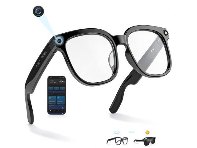 AI Smart Glasses with Camera, 4K POV Video Recording, Real-Time Translation in 140+ Languages, Voice Assistant, Object Recognition, Photochromic...
