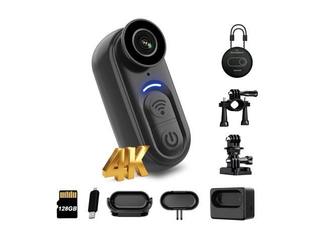 4K Mini Body Camera 128GB Thumb Size Wearable Action Cam, Hands-Free POV Recording, Portable Body Worn Camera for Travel, Cycling, Sports, Pets,.