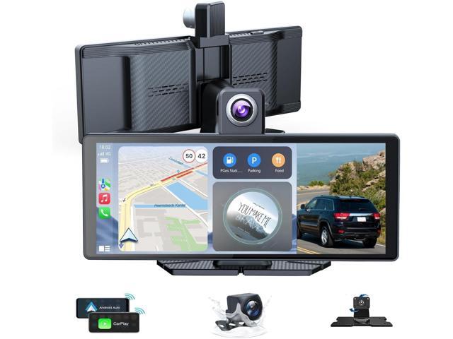 10.26' Wireless Portable Carplay Screen CarPlay & Android Auto Car Stereo 360 Rotation 4K Dash Cam 1080p Rear Camera Mirror Link Voice Control GPS.
