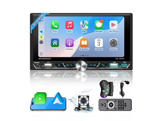 Double Din Car Stereo 6.8' Touch Screen with Apple CarPlay & Android Auto, Physical Knob Control, Bluetooth 5.0, Wireless Apple Car Play Radio,...