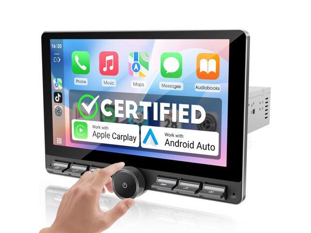 10.1 Inch Single DIN Car Stereo with Wireless Apple CarPlay & Android Auto, Floating Touchscreen Radio with Bluetooth, GPS, Physical Buttons &...