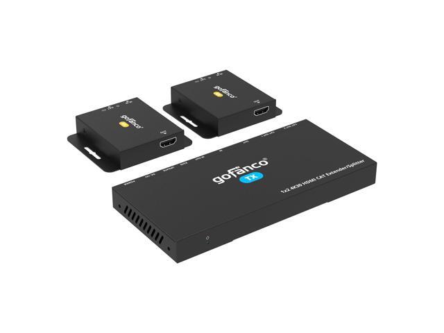 4K 1x2 HDMI Extender Splitter Over CAT6/7 131ft (40m) at 4K 30Hz, 230ft (70m) at 1080p, HDCP 1.4, Poc, IR, HDMI Loopout, RS232 Control,...