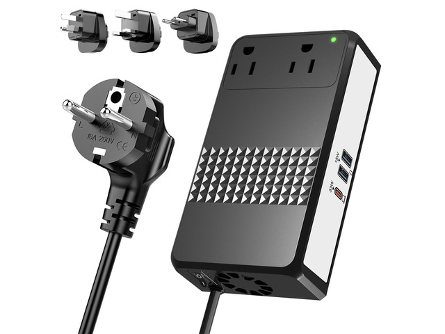 600W 220V to 110V Voltage Converter, Voltage Converter US to Europe International Travel with 48W GaN USB Charger, Power Any American Appliances...