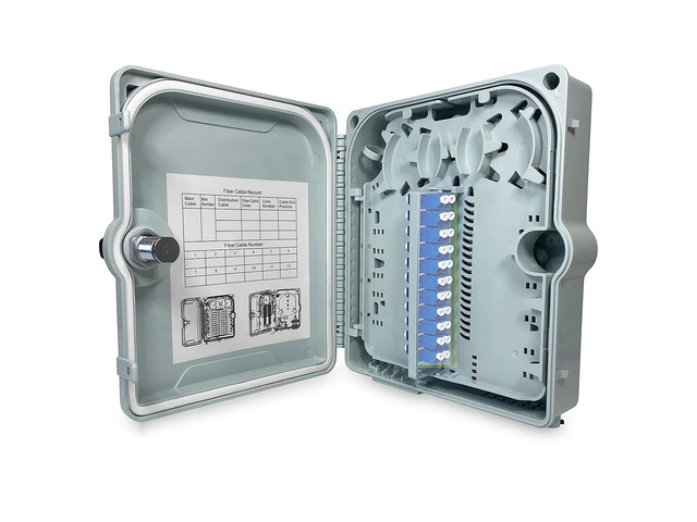 Fiber Optic Wall Mount or Pole Mount Enclosure for Indoor or Outdoor Fiber Optic Terminations and Fusion Splice installations with Couplers. (LC...