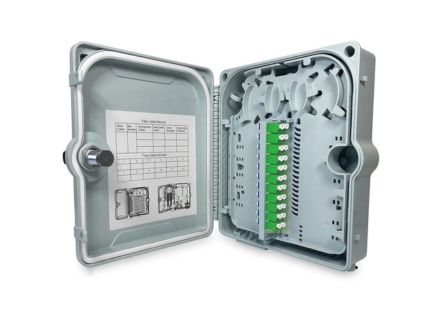 Fiber Optic Wall Mount or Pole Mount Enclosure for Indoor or Outdoor Fiber Optic Terminations and Fusion Splice installations with Couplers. (LC...