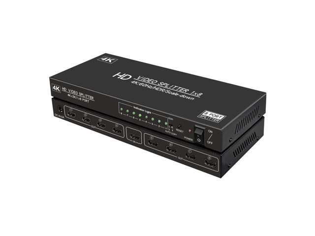 4K@60Hz 1x8 HDMI Splitter 1 in 8 Out,4:4:4,18 Gbps,8 Port Powered HDMI 2.0 Splitter Support Auto Down Scaler, 4K 1080P Sync, HDR10,3D, Only...
