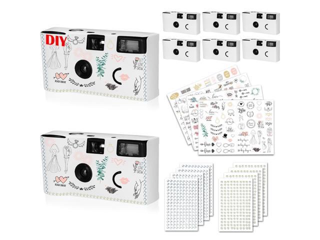 8 Pack Disposable Camera for Wedding 35 mm Film Single Use Camera with Flash Disposable White Cameras One Time DIY for Wedding Anniversary, Travel,...