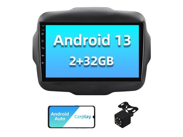 2+32G Android 13 Double Din Car Stereo for Jeep Renegade 2015-2020 with 9 Inch Touchscreen Radio Built-in Wireless Carplay/Android.