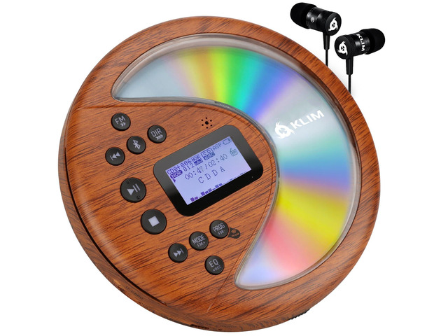 Discover Wood + Portable CD Player Walkman with Long-Lasting Battery + New + with Headphones + Radio FM + MP3 CD Player Portable + SD Card, FM...