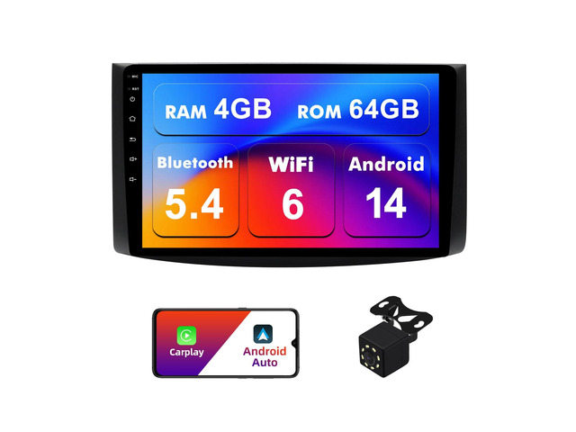 4+64G Android 14 Double Din Car Radio Stereo for Chevrolet Aveo 2006-2012 with 9' Touchscreen Radio Built-in Wireless Carplay/Android...