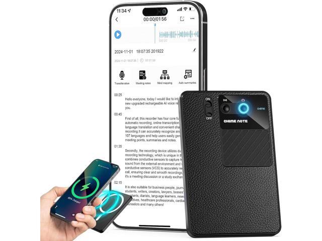 Bantropolis AI Voice Recorder 64GB with Transcription & Summarization, 107 Languages, 3000mAh Magnetic Rechargeable Battery, for Meetings, Lectures...