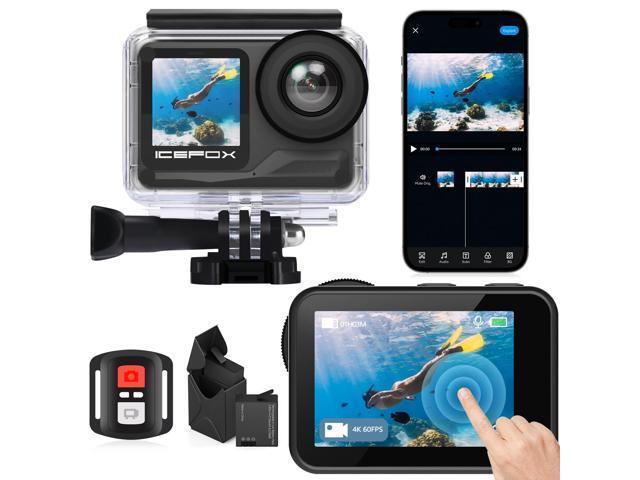 4K Action Camera with Remote Control, 60FPS WiFi Waterproof Camera with Dual Batteries, EIS Image Stabilization, Underwater Sports Camera