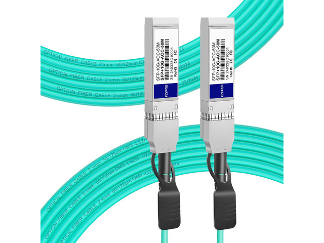 SFP+ to SFP+ AOC Active Optical Fiber Cable, OM3 MMF, 50M (164ft), Compatible with Cisco, Ubiquiti UniFi, Supermicro, Mikrotik