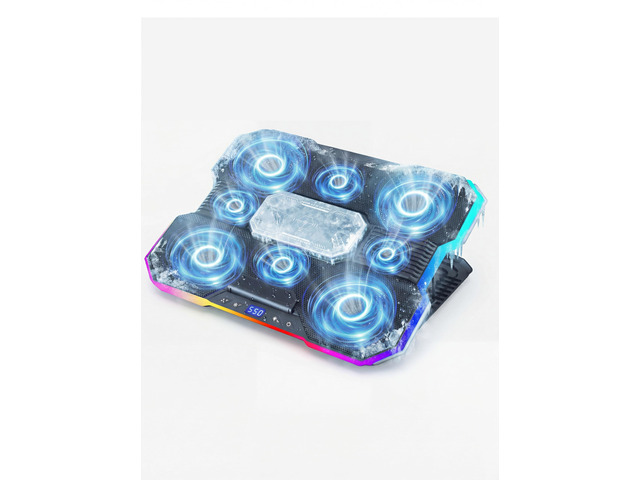 8-Fan Laptop Cooling Pad with Thermoelectric Cooler for 15.6-21In Laptops 5-Speed Independent Control, 10 RGB Lights, 7-Height Adjustable Metal...