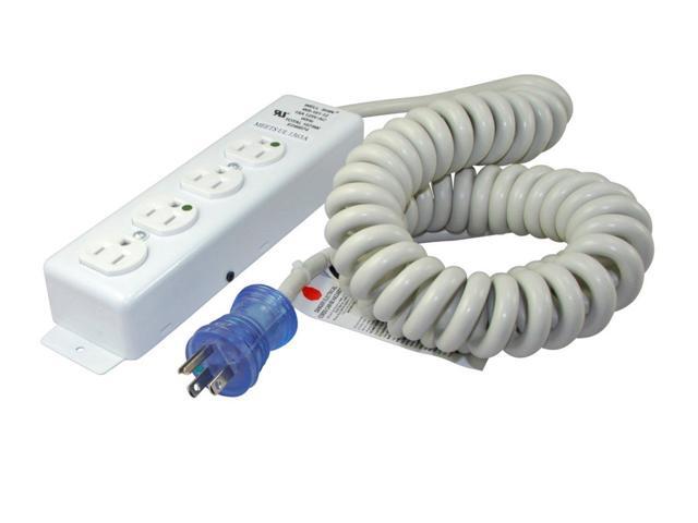 55220-CC Up to 12-Feet 14/3 Hospital Grade Coiled Cord with Medical 4 Outlets Power Strip for Model UL1363A