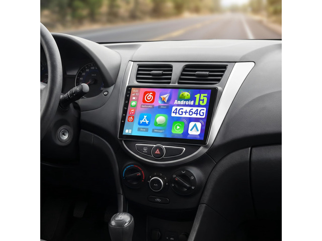 4+64G Android 15 Car Stereo for 2010-2016 Hyundai Accent Verna Solaris Wireless Carplay Android Auto,9'' IPS 1280 * 720 Touch Screen Radio DSP 5G...