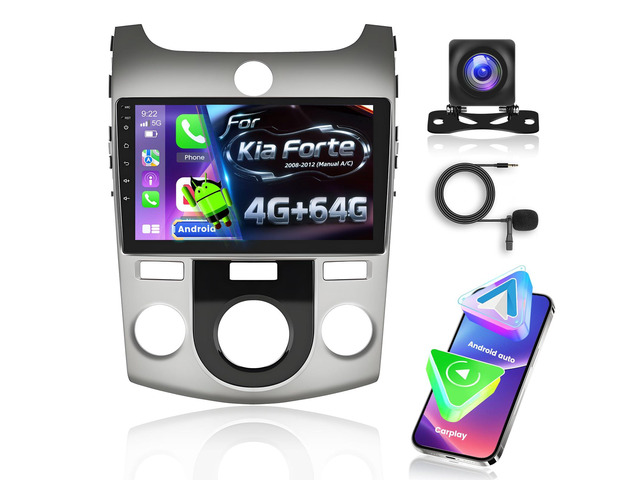 4+64G Android 13 Car Radio for Kia Forte 2008-2012 (Manual A/C) - Wireless Carplay & Android Auto - 9 Inch Touchscreen Radio with 32 EQ DSP/5GHz...