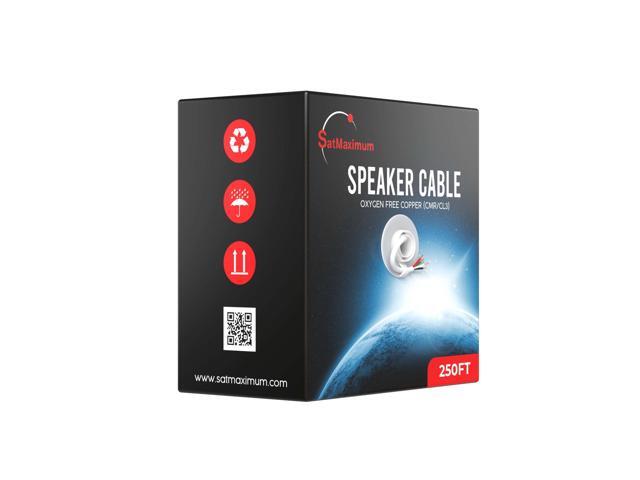 16/4 250FT Speaker Cable Oxygen Free Copper, CL3 CMR in-Wall Rated, White Jacket, OFC Strands Compatible with Home Theater, Low Voltage
