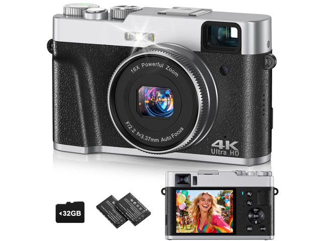 4K Digital Camera for Photography, 48MP Autofocus Vlogging Cameras with 16X Digital Zoom, 2.8' LCD Point and Shoot Camera for YouTube, Anti-Shake...
