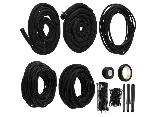 Wire Loom Sleeve Kit with Heat Shrink Tubing, Tape & Ties Complete Vehicle Hose Protection(Loom Split Sleeve Kit,Multiple Sizes)