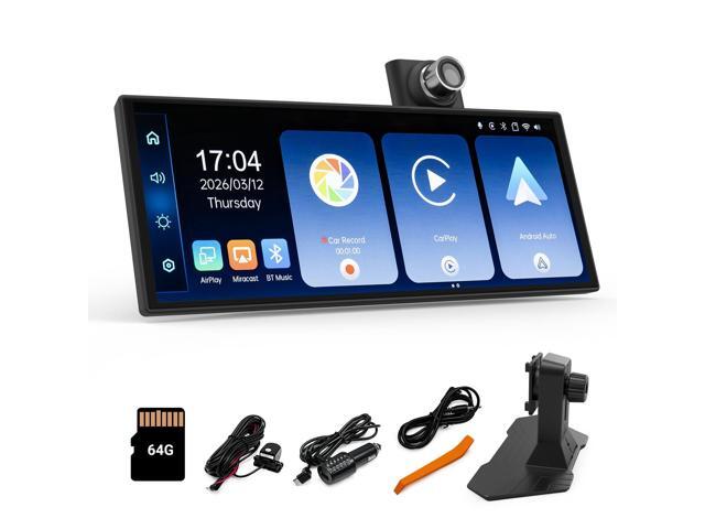 Wireless CarPlay and Android Auto 11.26-inch Touchscreen, 4K Dash Camera and 1080p Backup Camera, Universal Portable car Display, Equipped with 64G...