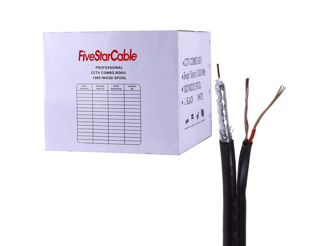 Cable RG6 1000 ft. Siamese Combo Coaxial RG6/U and 18 AWG 2 Conductors CCTV Cable - Combo RG6/U + 18/2 Power