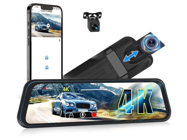 4K Mirror Dash Cam Front and Rear, WiFi Rear View Mirror Camera, 9.66' Full Touch Screen, Dash Camera for Cars, Night Vision, G-Sensor, Loop...