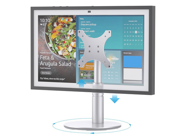 Riser Stand for Echo Show 21, Show 15 1st/2nd Gen, Swivel and Tilt Adjustable Height Stand with Non-slip Base, Sturdy Aluminum Table Holder for...
