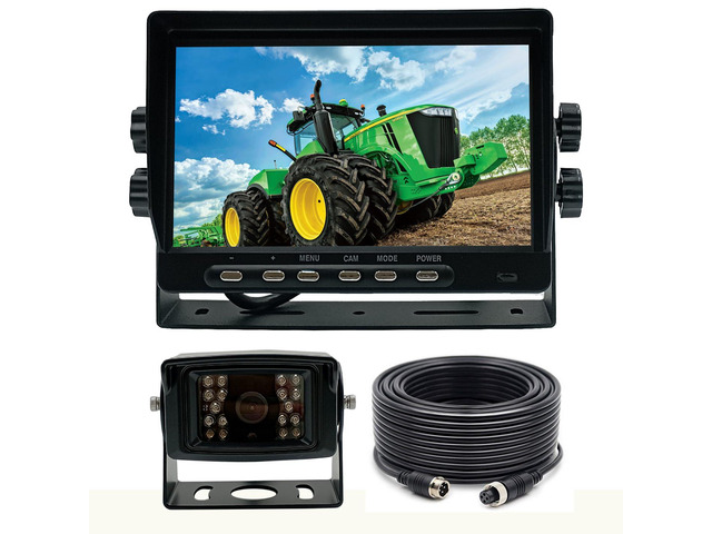 AHD 1080P 7' Wired Monitor Rear View Backup Night Vision Camera System, Waterproof IP 69K Camera for Agriculture Farm Tractor, Box Truck, Forklift,...