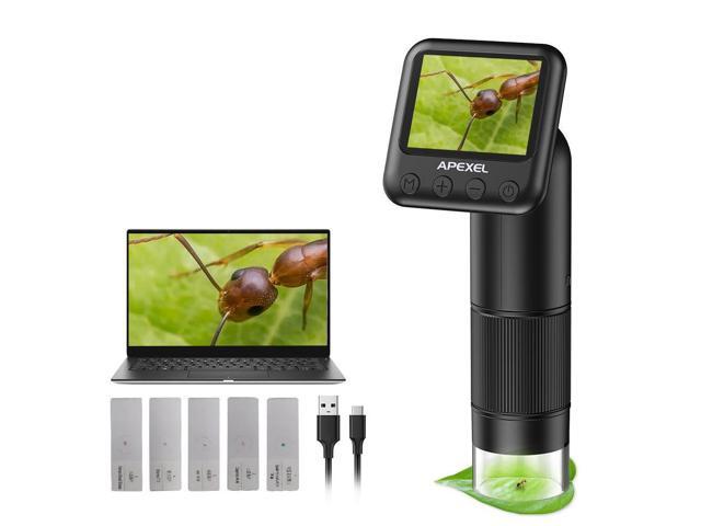 800X Handheld Digital Microscope with 2 LCD Screen, Pocket Portable Microscope for Kids with Adjustable LED Lights, Coins Microscopes Magnifier...