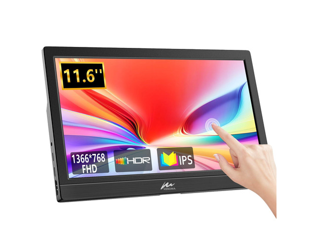 Touchscreen Portable Monitor 11.6 Inch, HD 1366x768P LED External Display with USB C HDMI and Speakers & Stand, Travel Monitor Second Screen for...